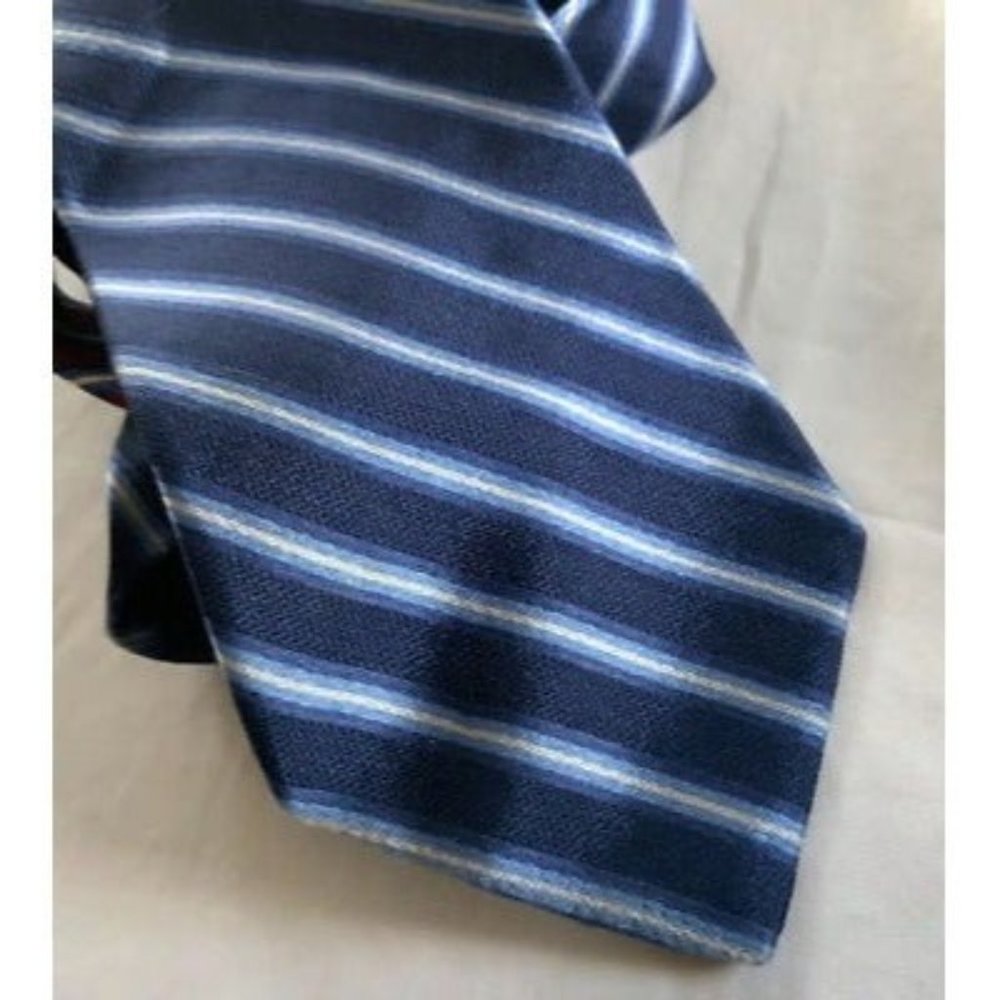 Tommy Hilfiger Mens Tie Blue White Striped Business Work Designer Necktie